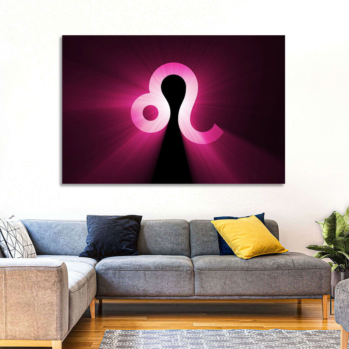 Glowing Magenta Leo Symbol Wall Art