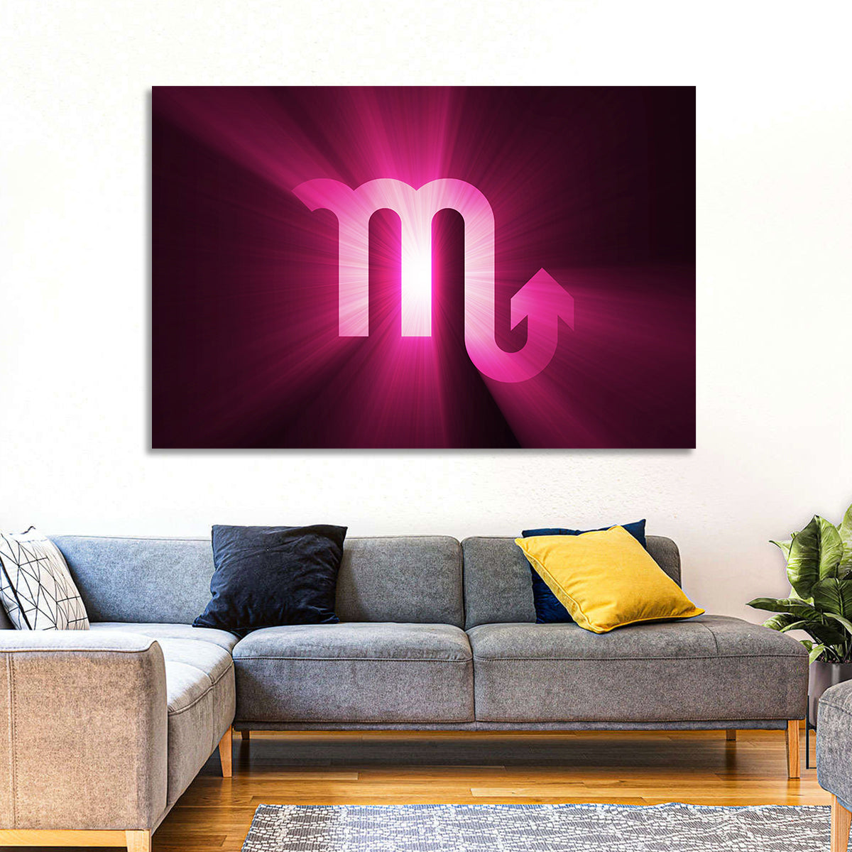 Scorpio Glyph with Magenta Burst Wall Art