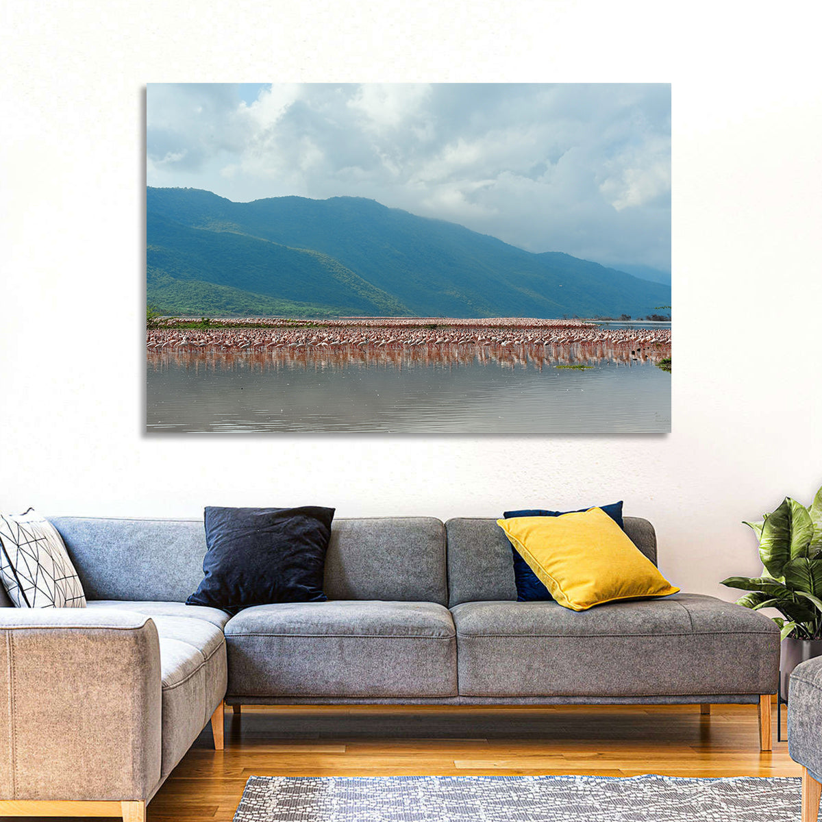Flock of Flamingos at Lake Bogoria Wall Art