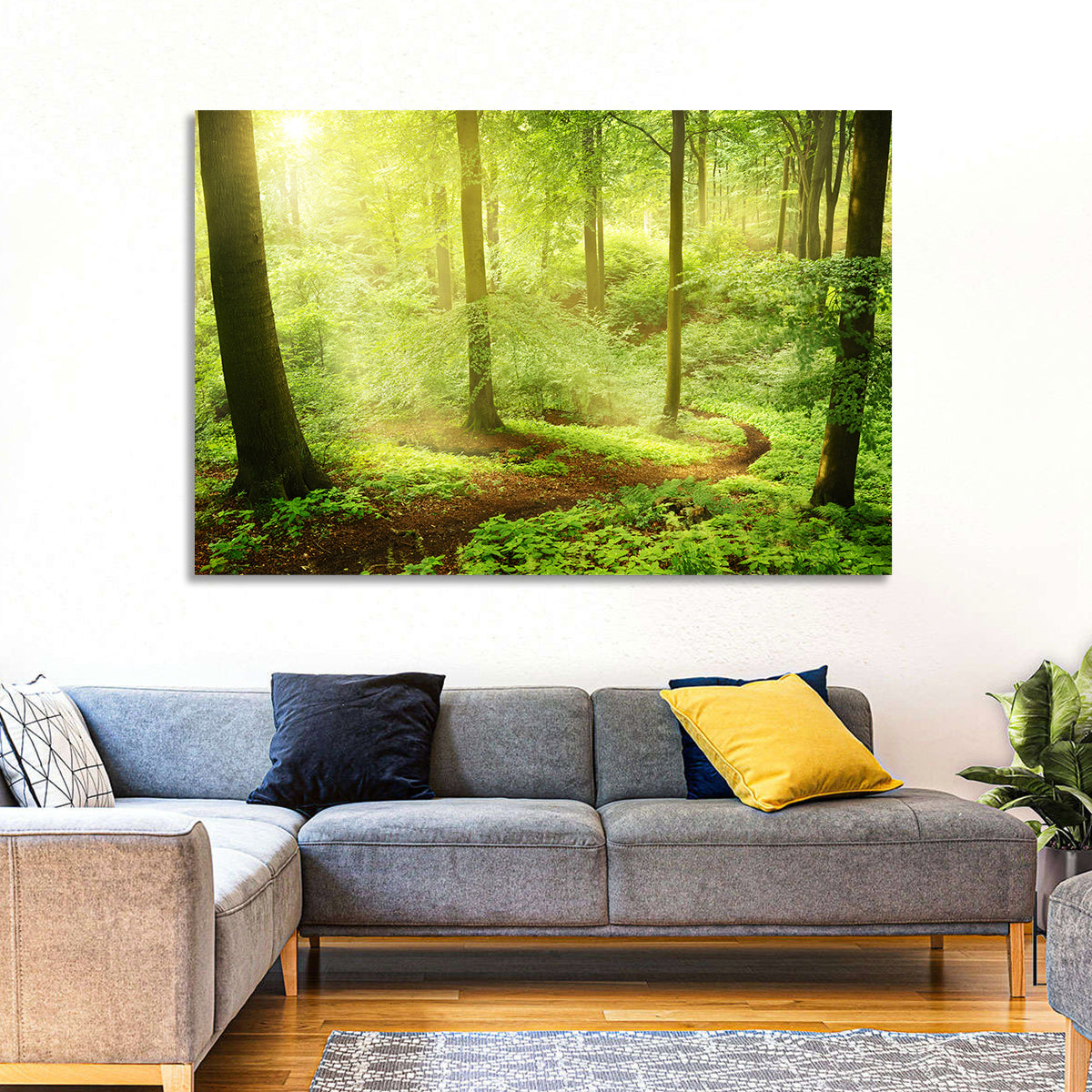 Sunlit Forest Path Wall Art