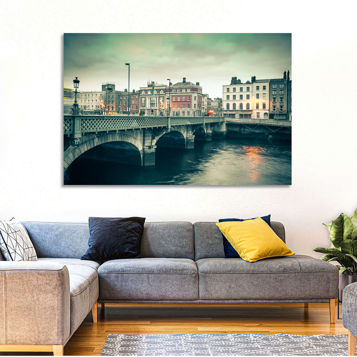 Grattan Bridge Twilight Wall Art in a room, landscape