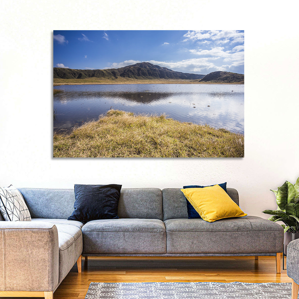 Mount Aso Lake Reflection Wall Art