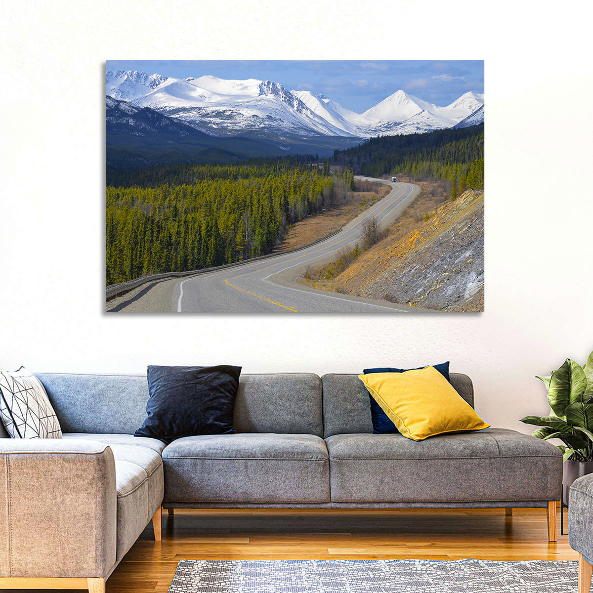 Alaska Highway Winding Road and Rv Wall Art in a room, landscape