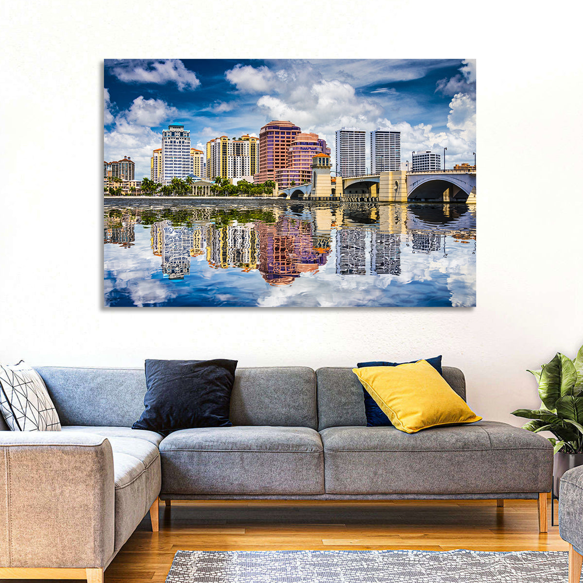 West Palm Beach Skyline Reflection Wall Art