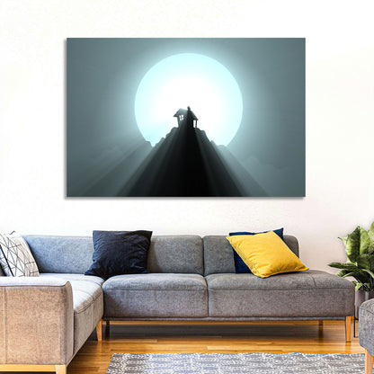 Moonlit Mountain Hut Wall Art