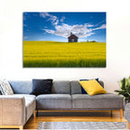 Red Barn in Golden Wheat Field Wall Art