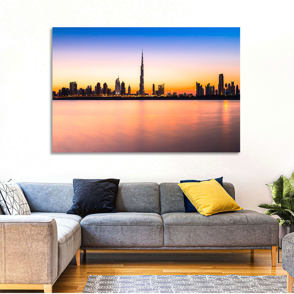 Dubai Skyline at Dusk Wall Art