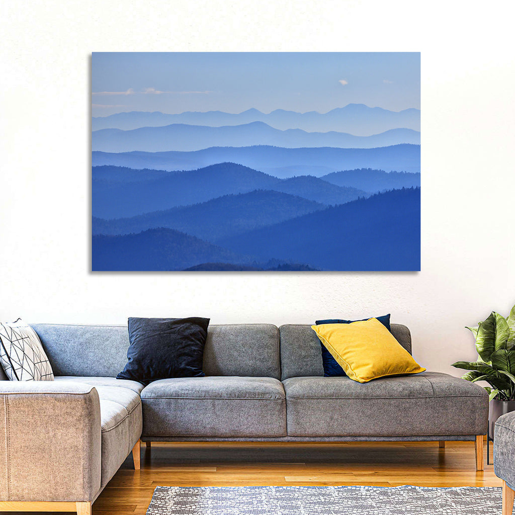 Misty Blue Mountain Valley Wall Art
