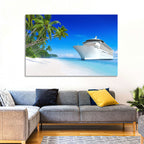 Cruise Ship Beside Tropical Beach Wall Art