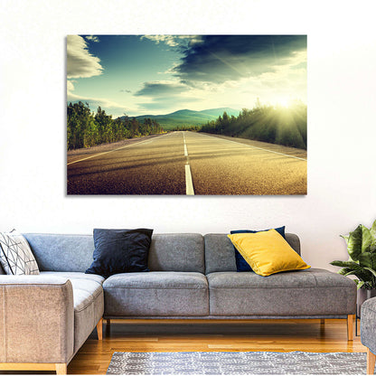 Sunlit Asphalt Road Wall Art