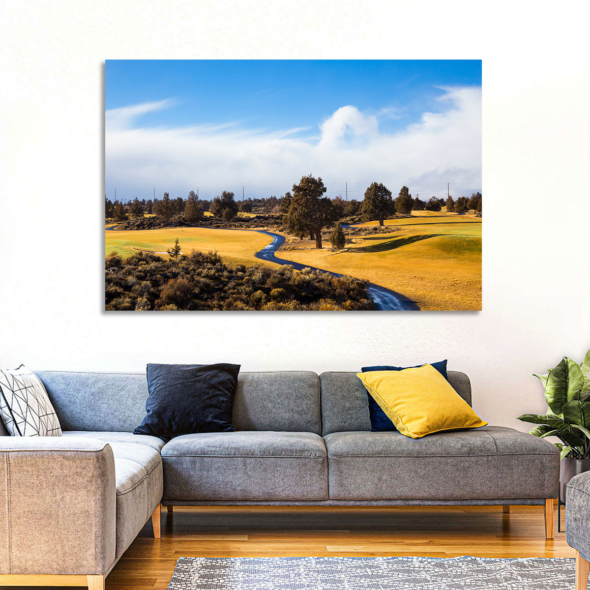 Central Oregon Golf Course with Winding Path Wall Art in a room, landscape