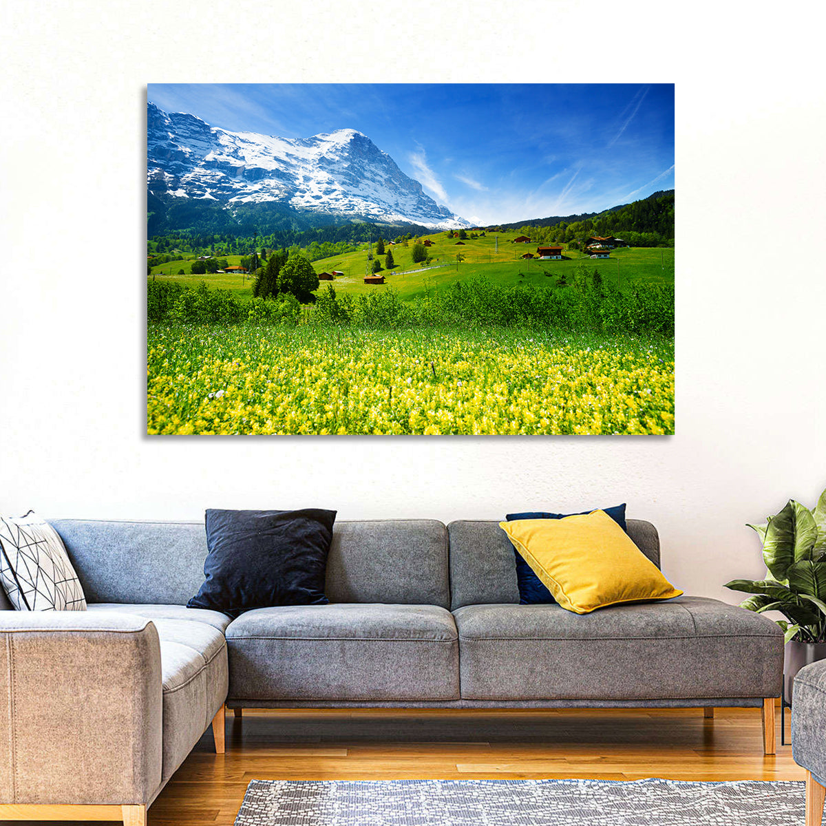 Alpine Wildflower Meadow Wall Art in a room, landscape