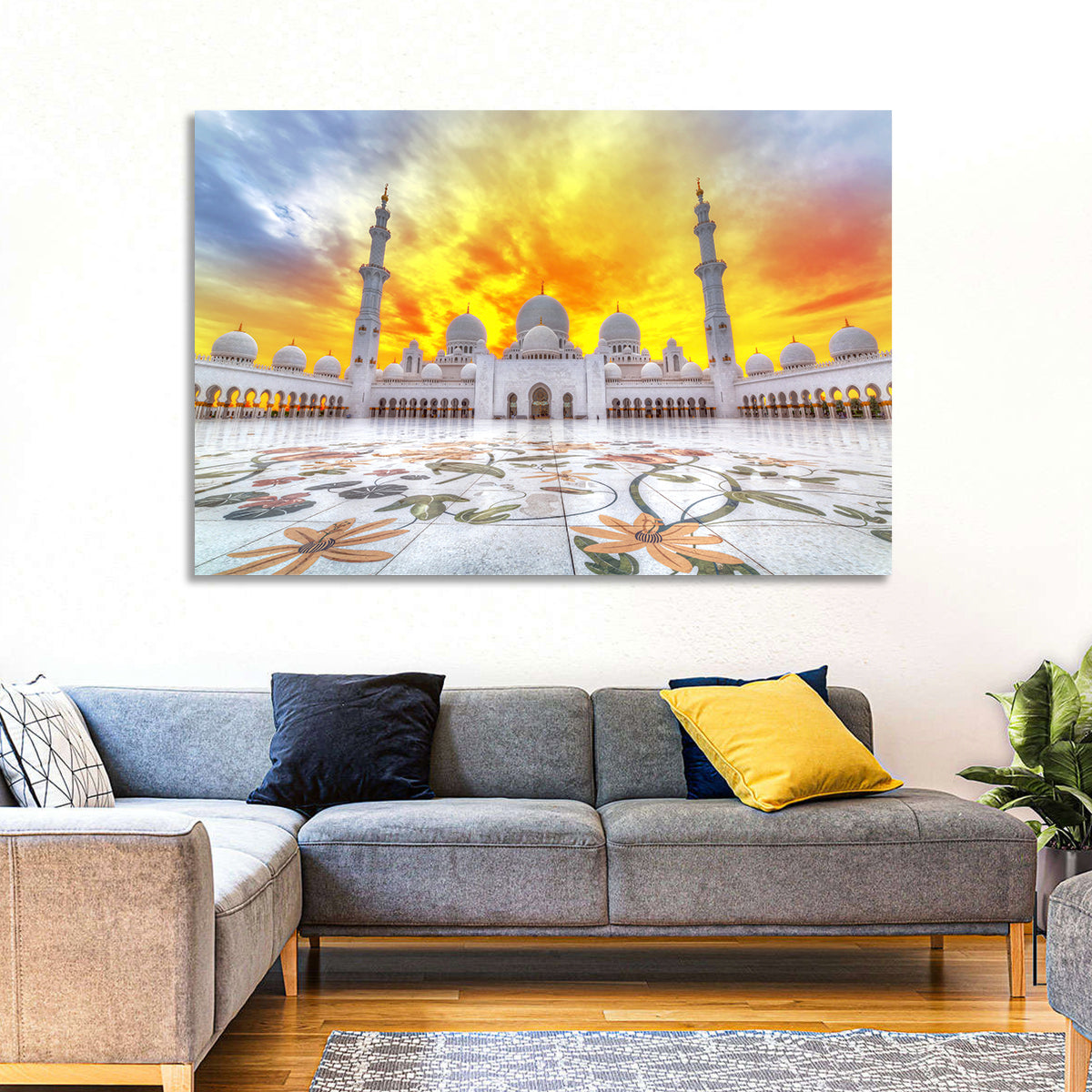 Sheikh Zayed Grand Mosque at Sunset Wall Art