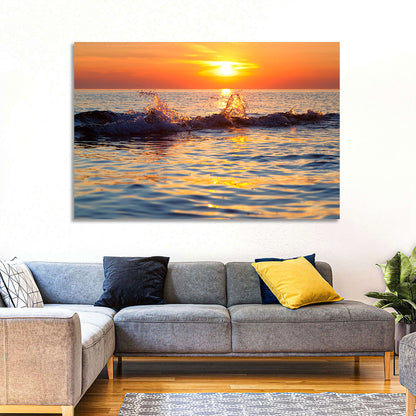 Lake Michigan Sunset Waves Wall Art
