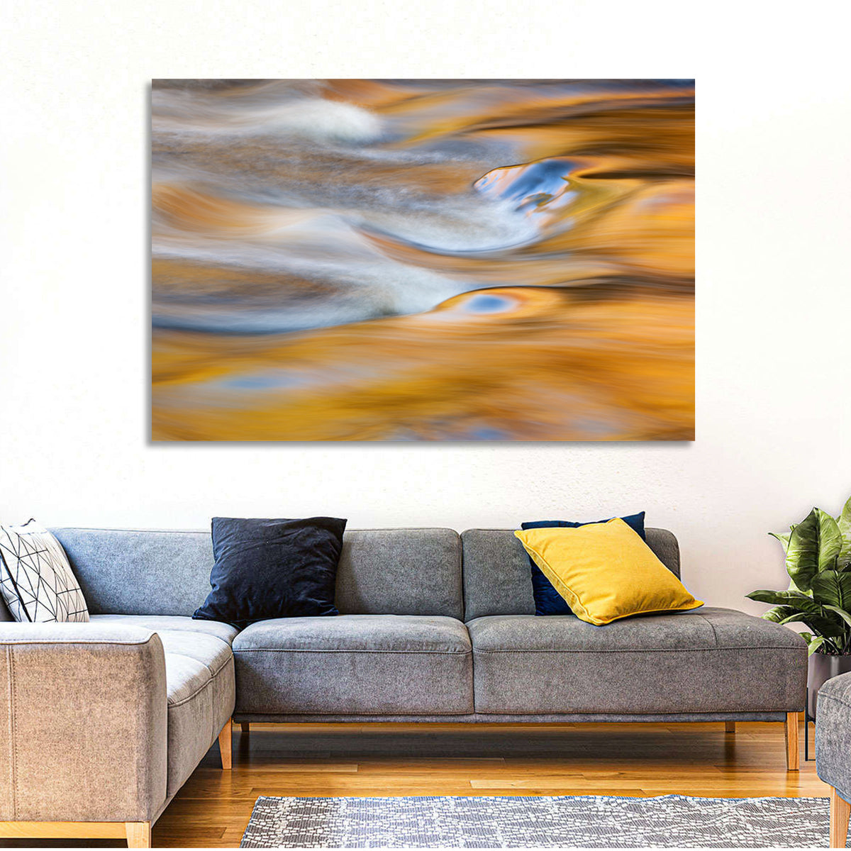 Golden Water Abstraction Wall Art