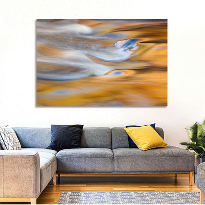 Golden Water Abstraction Wall Art