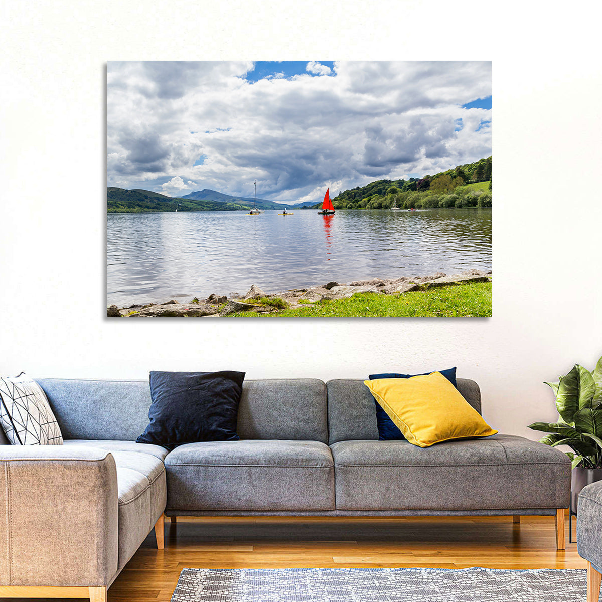 Bala Lake Sailboat Reflection Wall Art