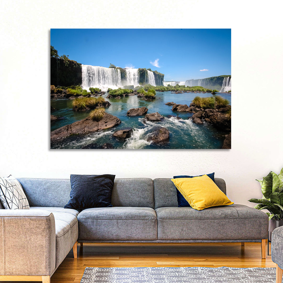 Iguazu River and Falls, Foz Do Iguaçu Wall Art in a room, landscape