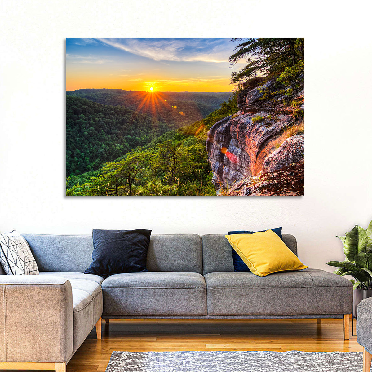 Big South Fork Gorge Sunset Wall Art in a room, landscape