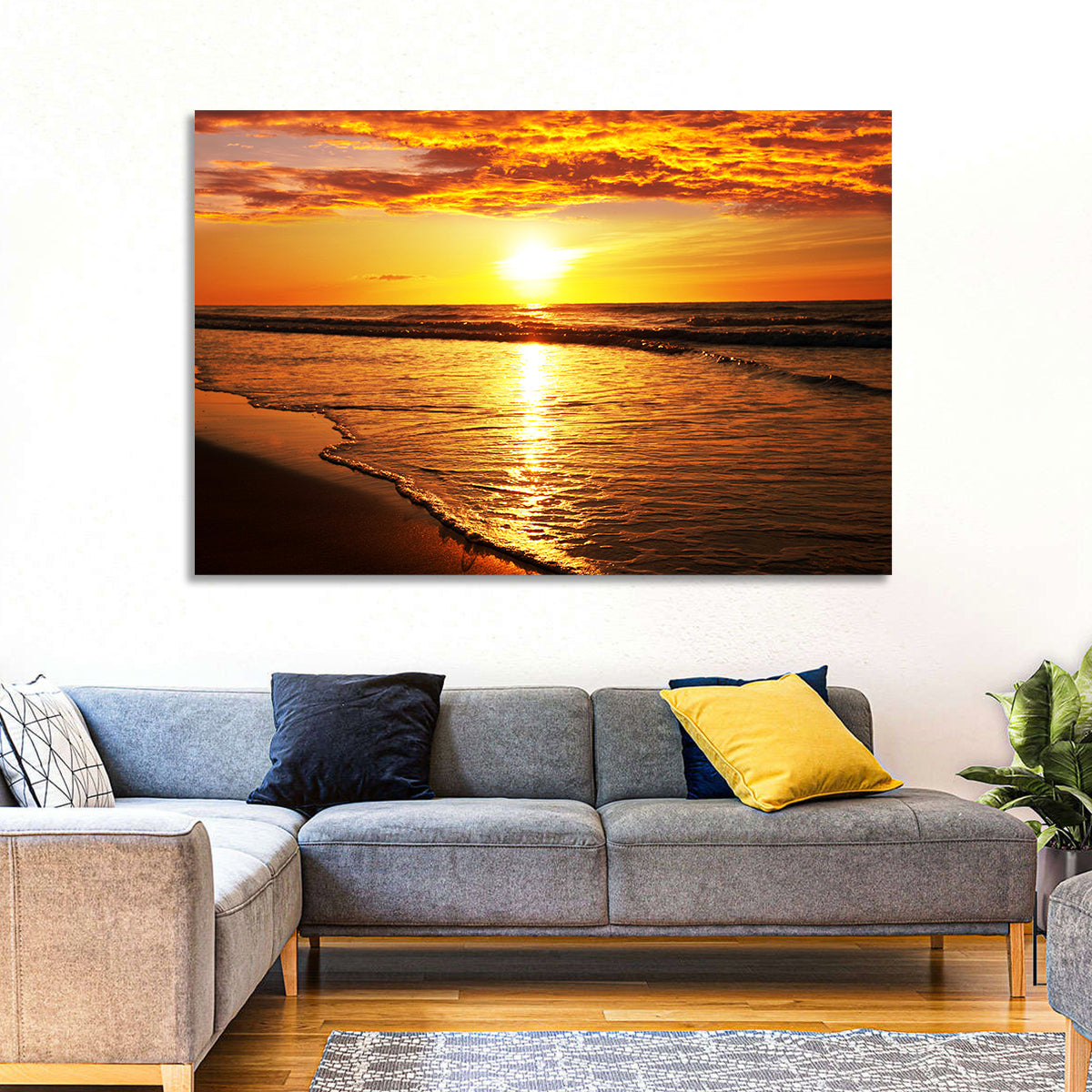 Golden Thai Beach Sunset Wall Art
