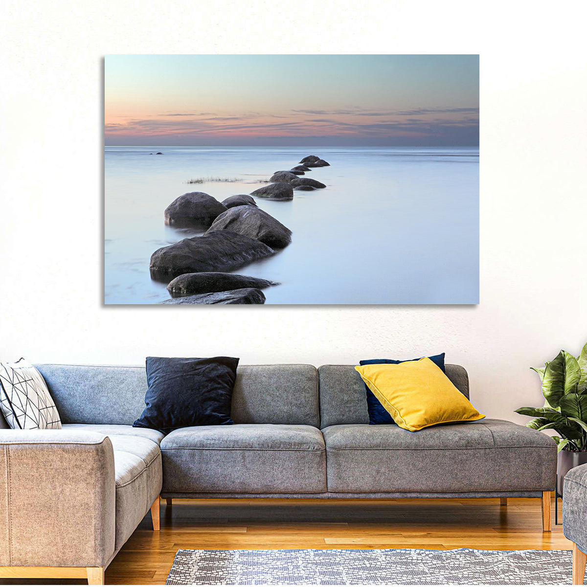 Baltic Sea Stones Wall Art in a room, landscape