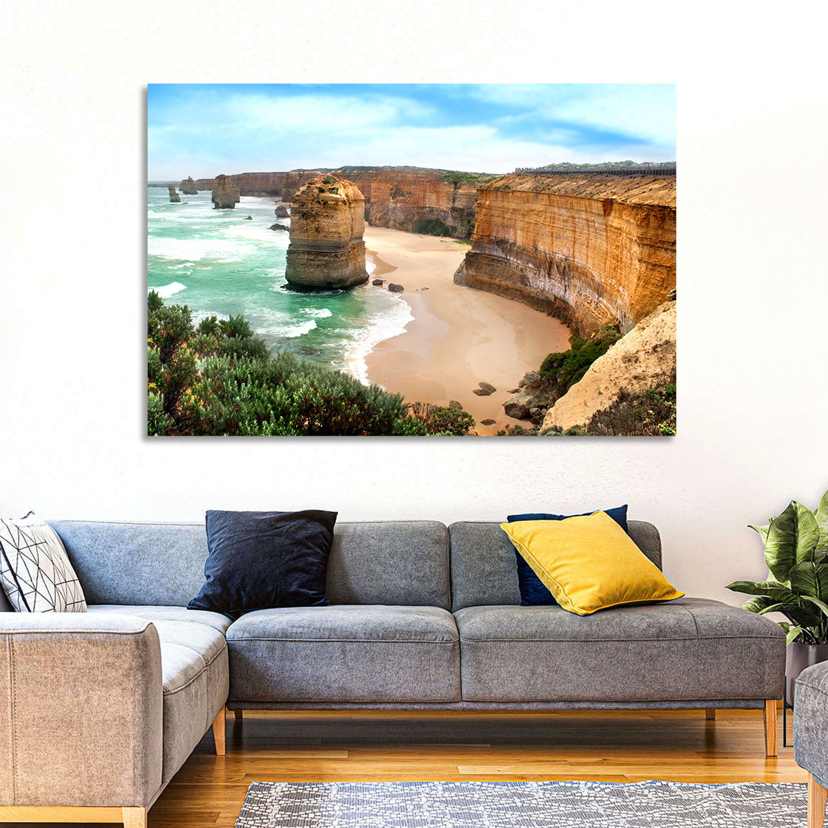 Twelve Apostles Coastline Wall Art in a room, landscape