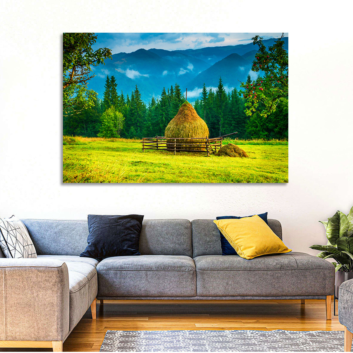 Haystack in Mountain Meadow Wall Art