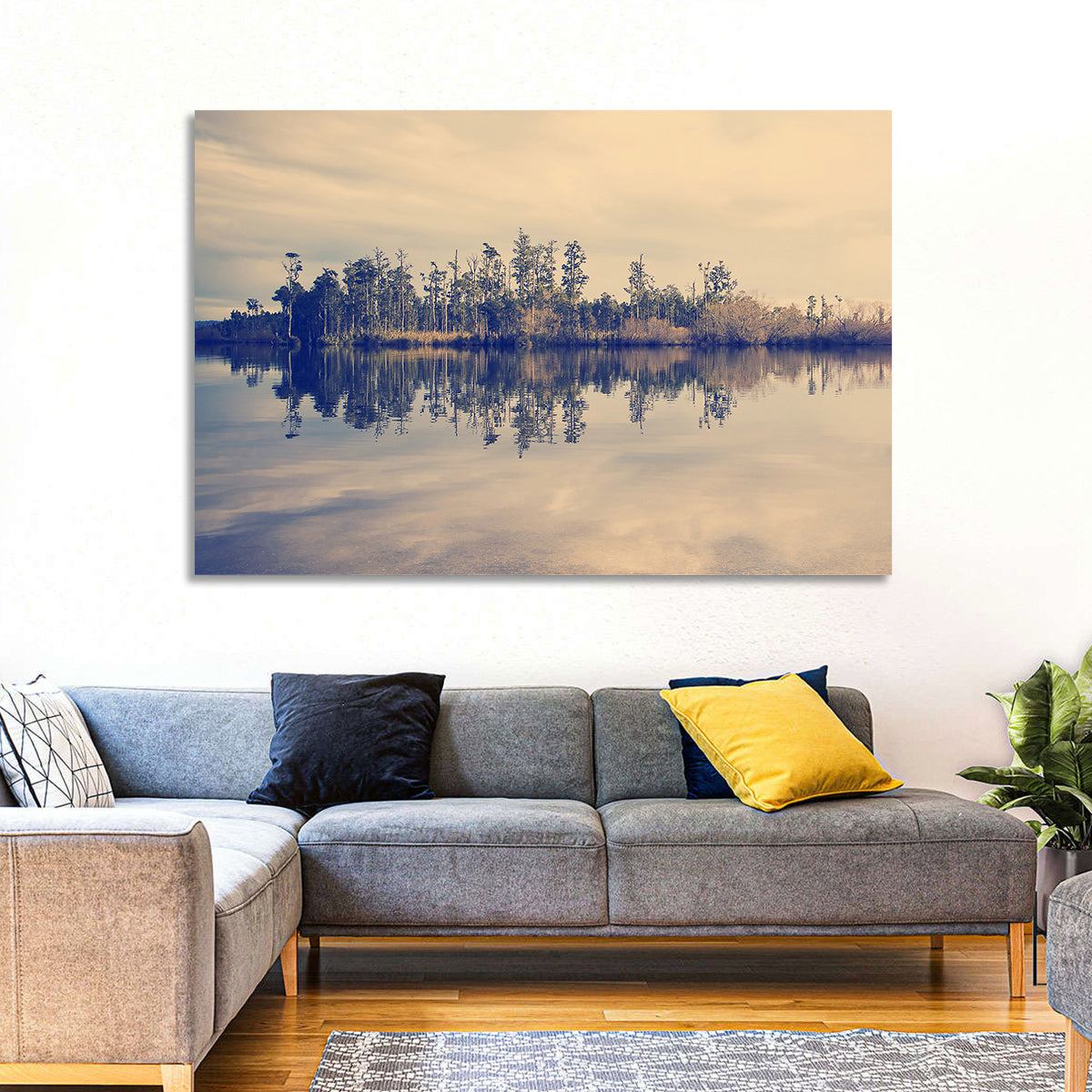 Sunset Over Forest Lake Wall Art