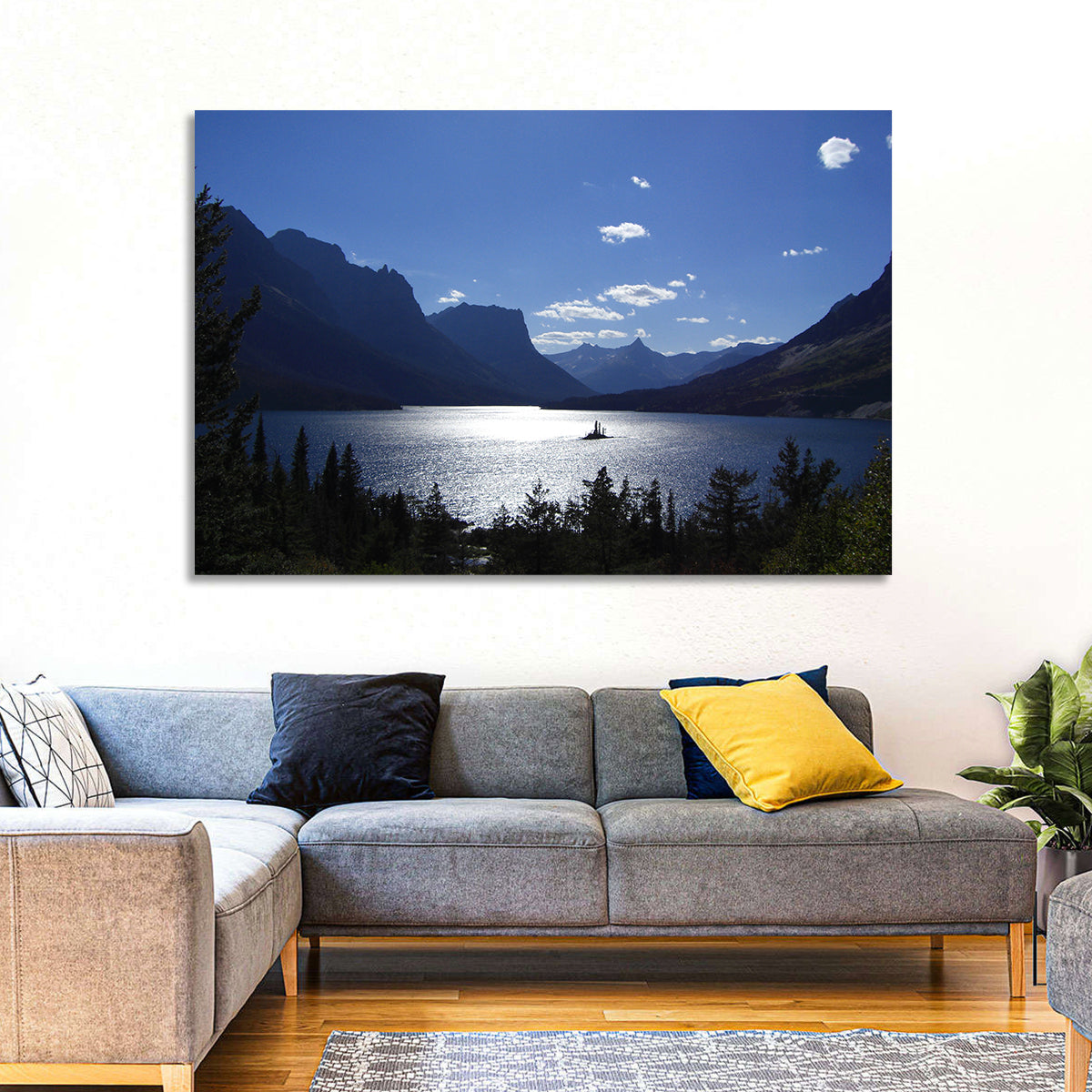 Wild Goose Island, St. Mary Lake Wall Art in a room, landscape