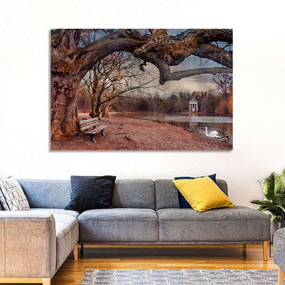 Autumn Pavilion with Swan Wall Art