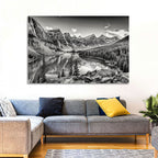 Moraine Lake Monochrome Mountain Landscape Wall Art