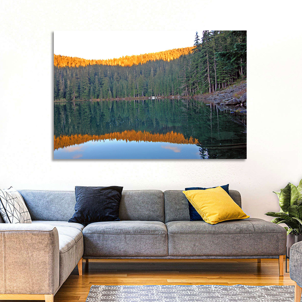 Golden Hour Lake Reflection Wall Art