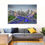 Shanghai Dusk Interchange Cityscape Wall Art