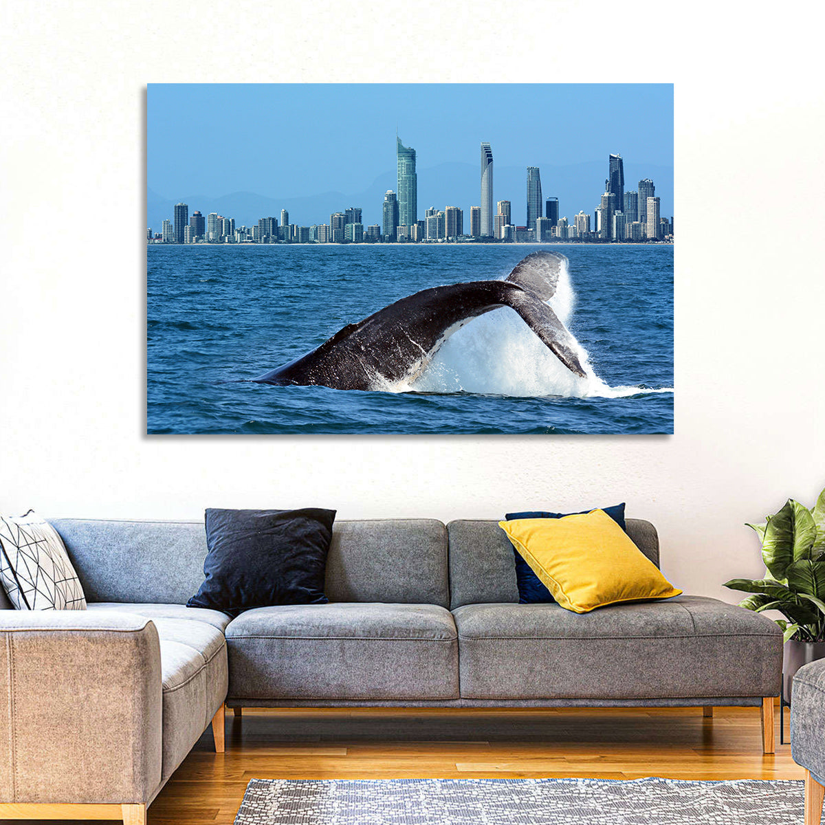 Gold Coast Whale and Skyline Wall Art