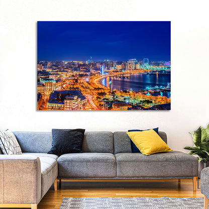 Baku Night Skyline Wall Art