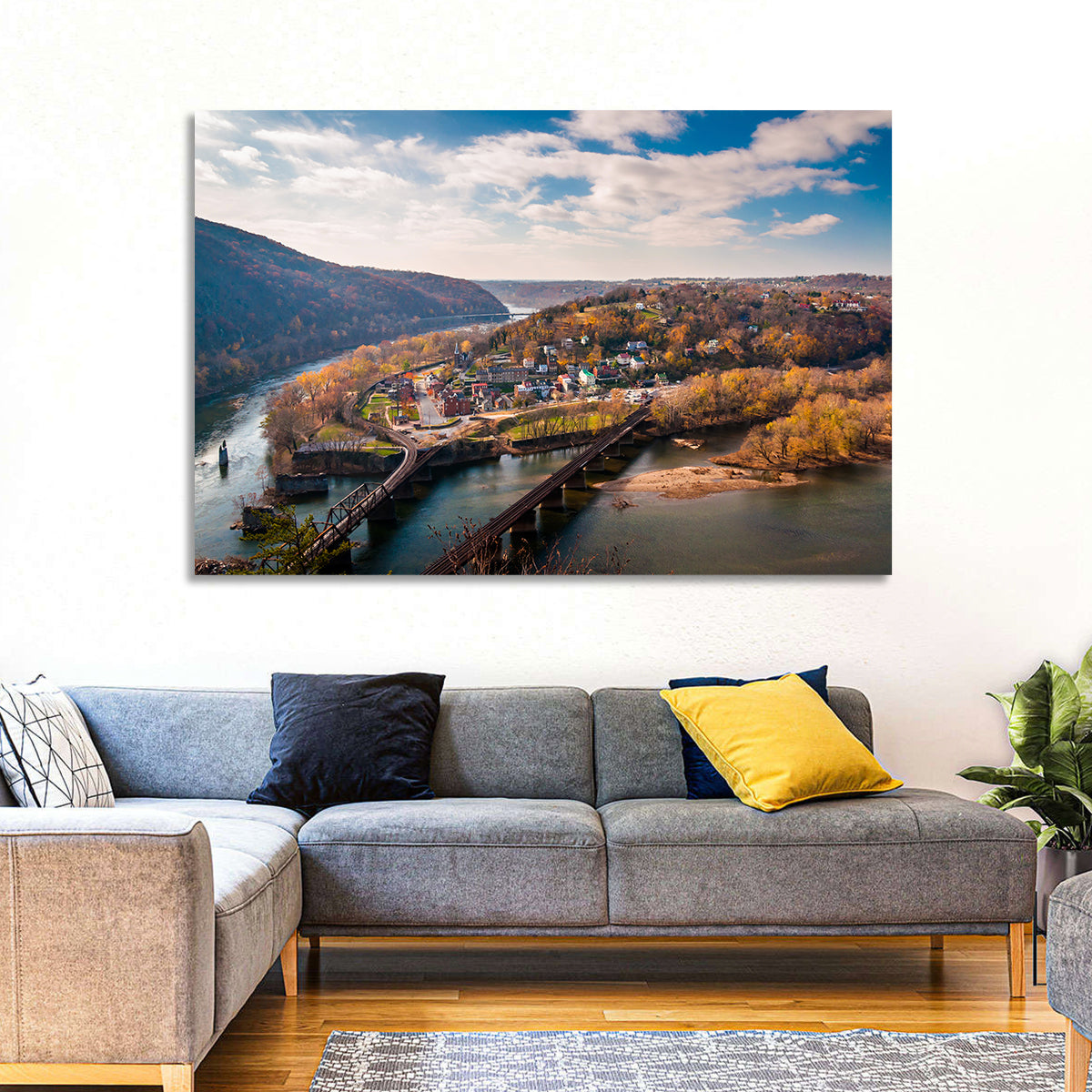 Maryland Heights Over Harpers Ferry Wall Art in a room, landscape