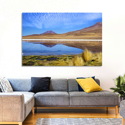 Red Lagoon Flamingo Reflection Wall Art