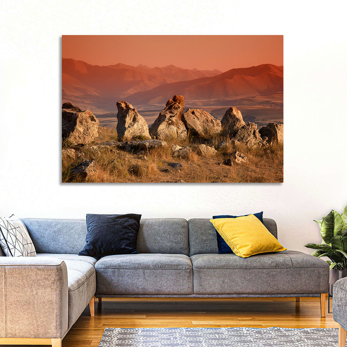 Karahunj Rocky Ridge at Sunset Wall Art in a room, landscape
