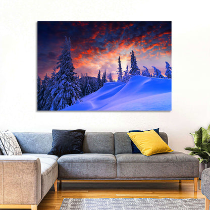 Snow-covered Mountain Sunset Wall Art