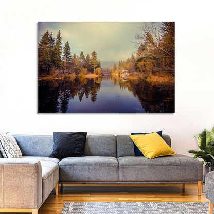 Misty Lake Fulmor Reflection Wall Art