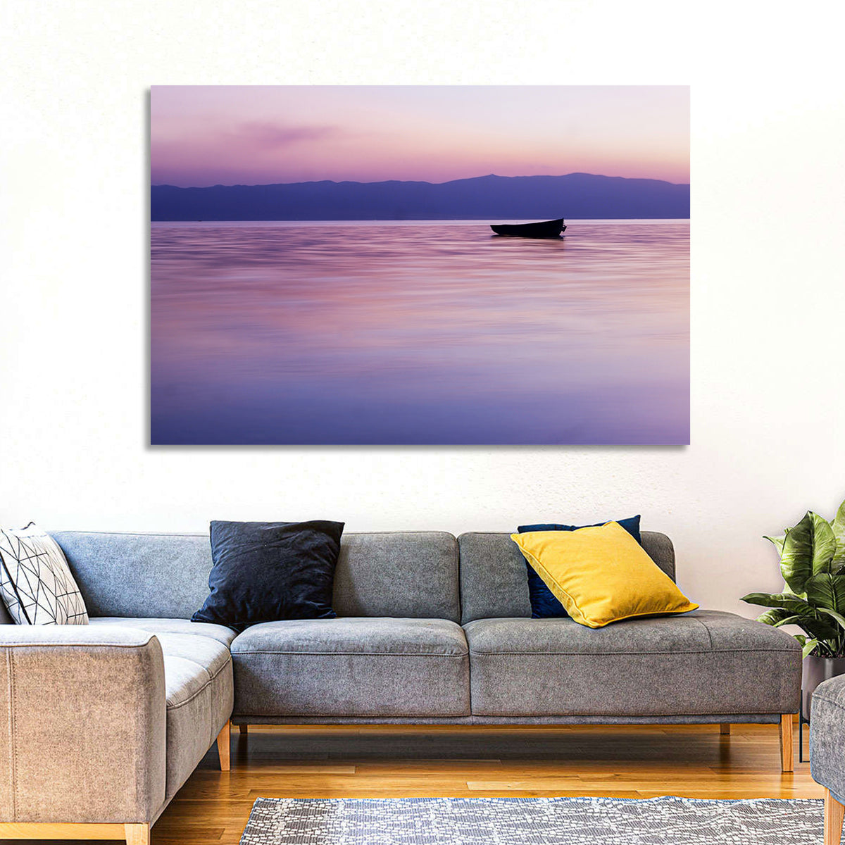 Lavender Lake Ohrid Sunset Wall Art