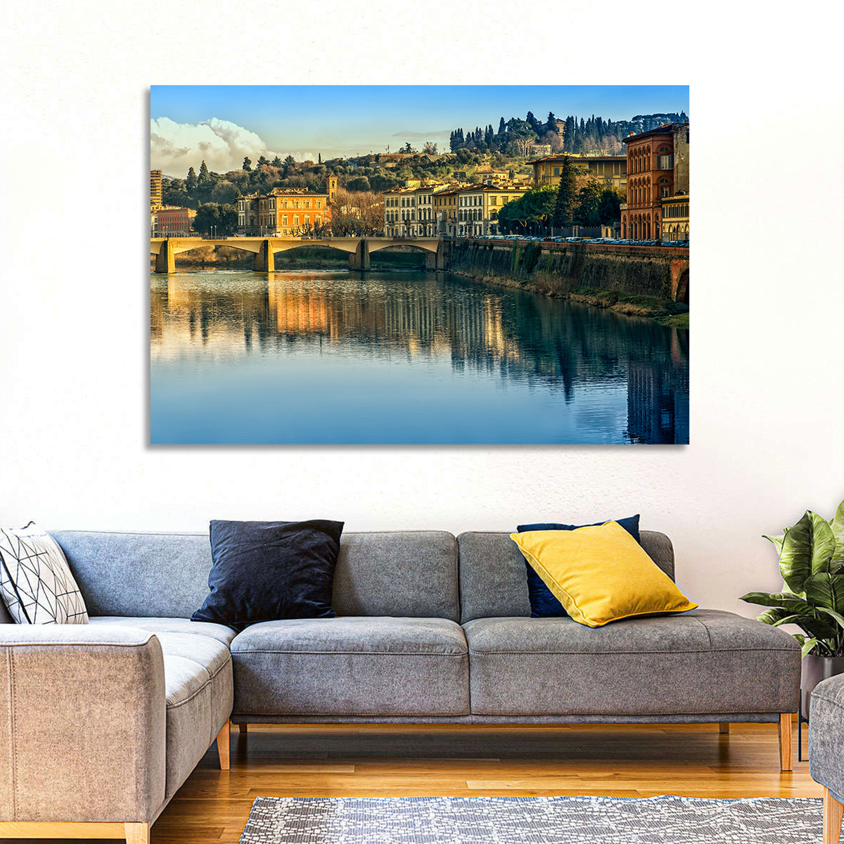 Golden Hour Florence Over the Arno River Wall Art
