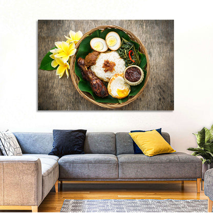 Nasi Campur in Woven Basket Wall Art