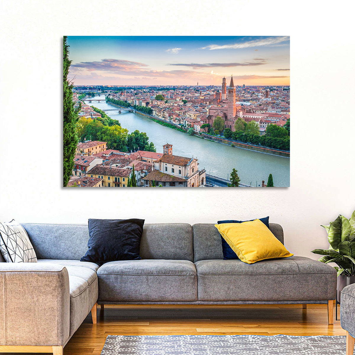 Verona Riverbend at Golden Hour Wall Art