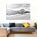 Solitary Snowy Tree Landscape Wall Art
