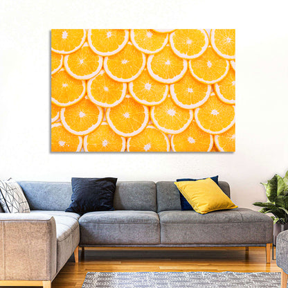 Orange Slice Grid Pattern Wall Art