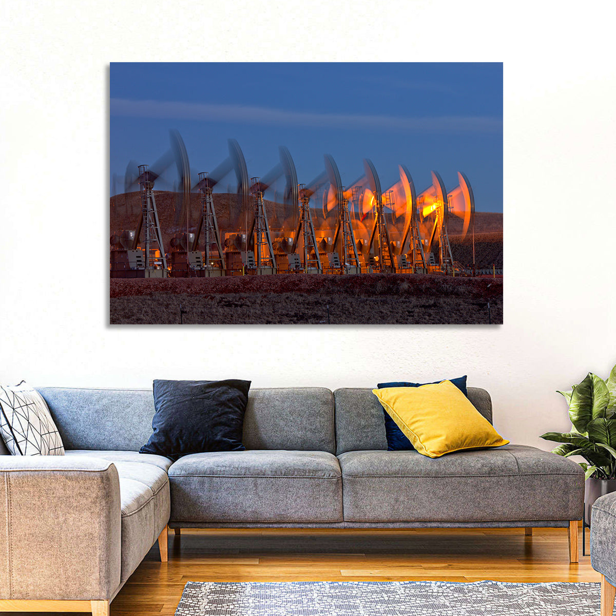 Oil Pump Jacks at Dusk Wall Art