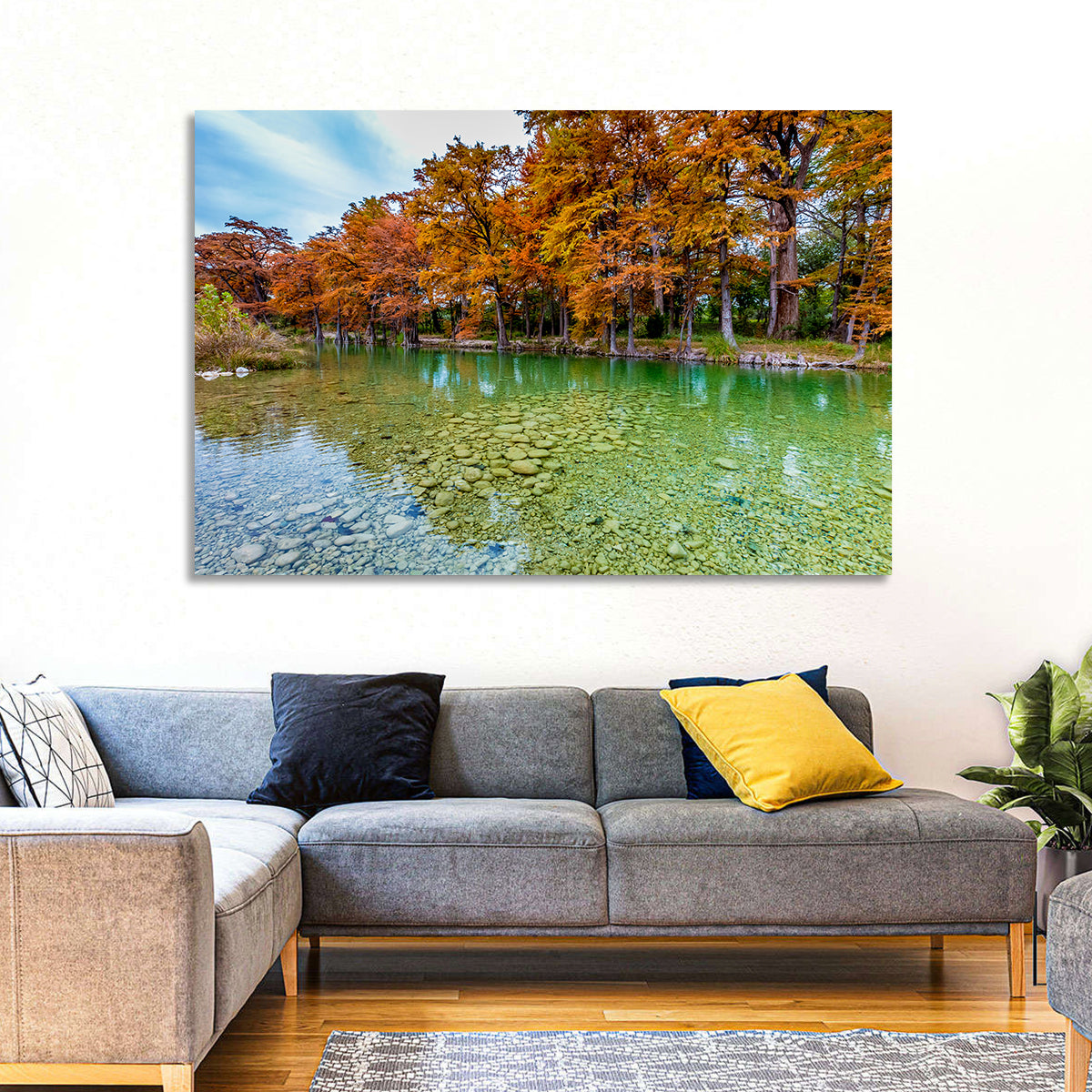 Frio River at Garner State Park Wall Art in a room, landscape