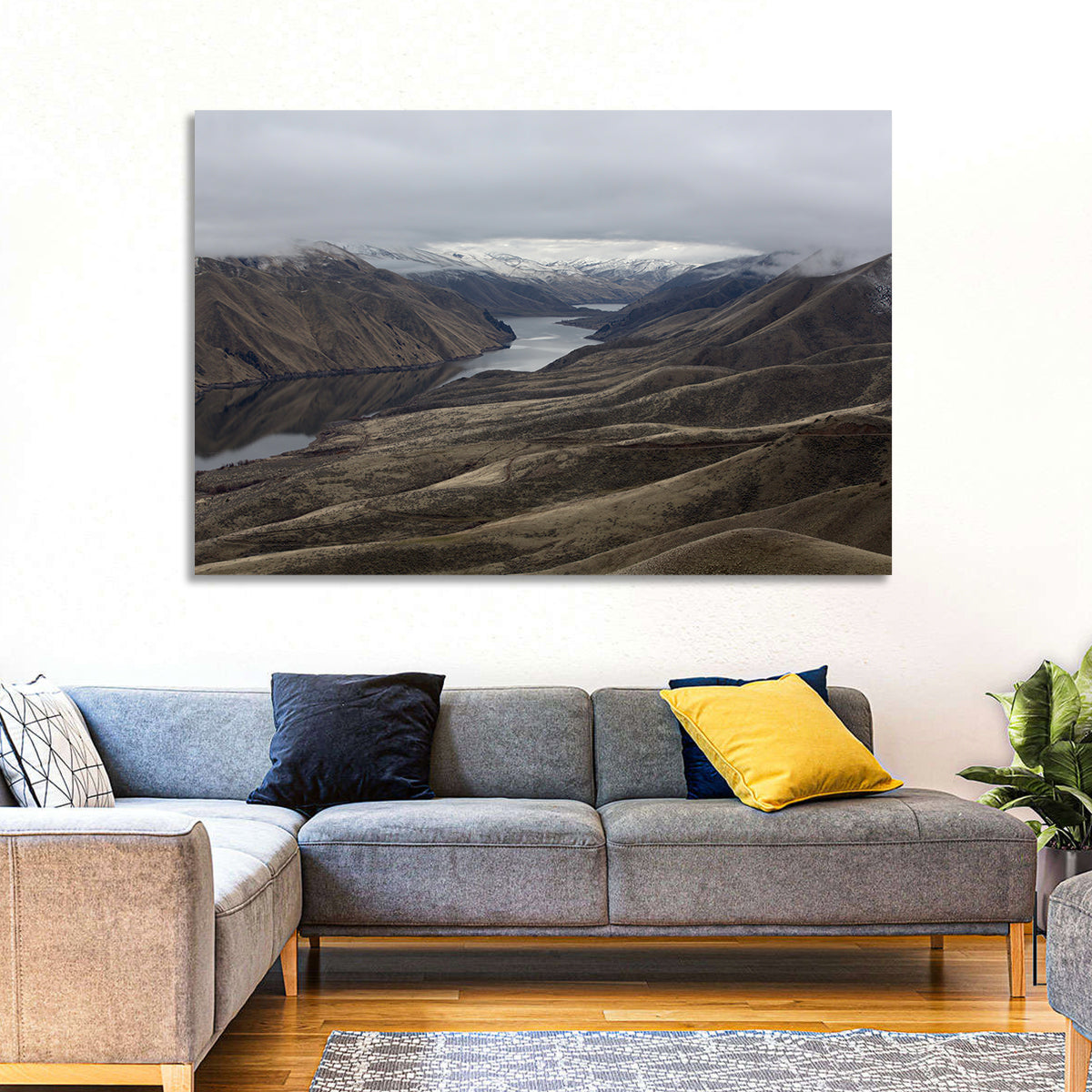 Snow-dusted Snake River Canyon Wall Art in a room, landscape