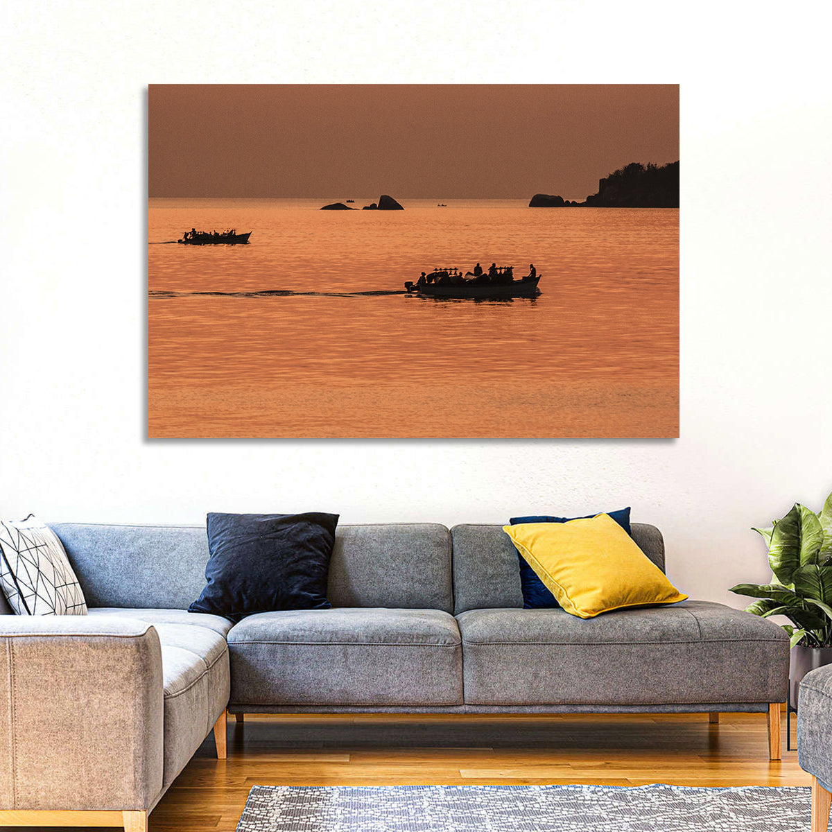 Lake Malawi Sailboats at Sunset Wall Art